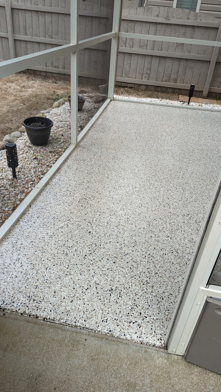 Screened patio with Epoxy Flake